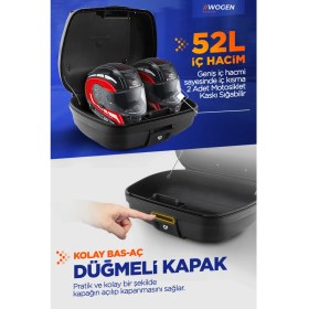Resim Wogen WG52 Basic Siyah Motosiklet Arka Çanta 52L Geniş Depolama Alanı ve Dayanıklı Malzeme 