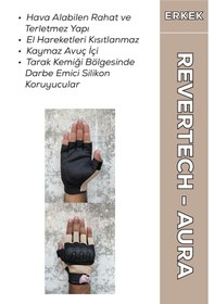 Resim Revertech Aura Krem / Yarım Parmak - Kaymaz Avuç İçi Özellikli Motosiklet Eldiveni Erkek 