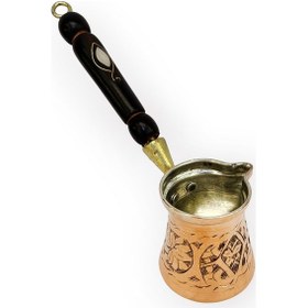 Resim Paşa İşlemeli 2 Kişilik Bakır Cezve 