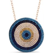 Resim 925 Gümüş 925 Ayar Gümüş Taşlı Nazar Boncuğu Kolye 