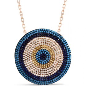 Resim 925 Gümüş 925 Ayar Gümüş Taşlı Nazar Boncuğu Kolye 