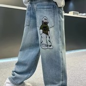 Resim Erkekler için Rahat Bahar/Sonbahar Polyester Rahat Uzun Pantolon, Portre Deseni, Esnek Olmayan, Dokuma, Bol Fi 