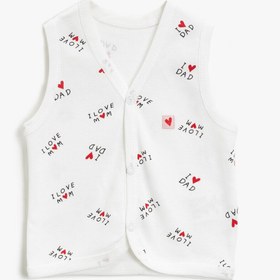 Resim Erkek Bebek Bebetto Çıtçıtlı Yelek Yazılı Baskılı Pamuklu 