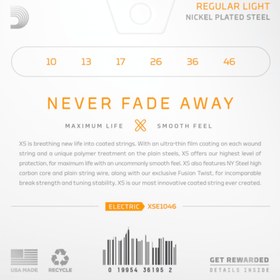 Resim D'Addario XSE1046 XS Nickel Plated Steel Elektro Gitar Teli - Regular Light (10-46) 