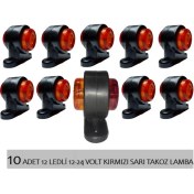 Resim Reycar 10 Adet 12 Ledli Mini Takoz Lamba 12-24 Volt Sarı Kırmızı 