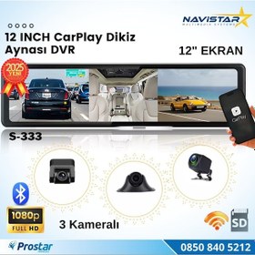 Resim 12 İnç Kablosuz Carplay 3 Kameralı Dikiz Ayna Wifi, Bluetooth, Fm Transmitter, Sd, Park Modu 1080p 