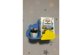 Resim Modicrafts Çocuk Odası Dekoratif Montessori Bulut Raf Mavi 