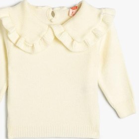 Resim Kız Bebek Basic Kazak Bebe Yaka Fırfır Detaylı 