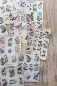 Resim 15 Adet Eskitme Vintage Kitap Kelebek Temalı Scrapbook Kağıt Seti Bullet Journal Dekupaj Kağıdı 