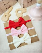 Resim Derinkids 3lü Kırmızı Pembe Krem Fiyonk Bebek Bandana Seti 