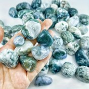 Resim 100g/200g/Parlatılmış Yosun Akik Tumbling Taşları - Akvaryumlar ve Ev Dekorasyonu için Benzersiz Desenli Dekoratif Kayalar 