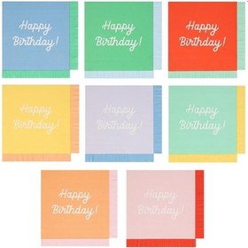 Resim Meri Meri - Happy Birthday Peçeteler - L - 16 Adet 