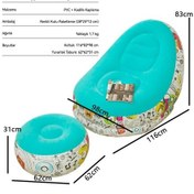 Resim Snapbuy Şişme Koltuk, Ayak Dayamalı, İç Dış Mekan Kullanımına Uygun, Kadife Kaplamalı Berjer 2'li Set Mavi 