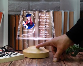 Resim Fotoğraflı Mezuniyet Hediyesi LED Kitap Lamba / Personalized Graduation Book Lamp with Photo 
