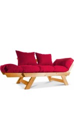 Resim Mobil Deco Kombin Wood Ahşap Iki Kişilik Koltuk Bahçe Koltuğu Yataklı Ceviz Kırmızı 