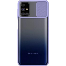 Resim KZY Samsung Galaxy M31S Kapak Lensi Açılır Kapanır Kamera Korumalı Silikon Kılıf Lila 