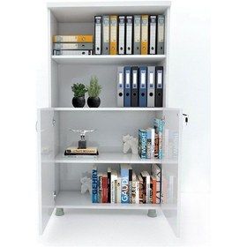 Resim Modüler Dünyası Kapaklı Kitaplık Dosya Dolabı Beyaz - 80X38X153 (307767642) Beyaz 