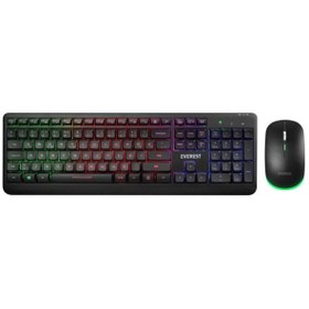 Resim Everest EVERST Q TR KM-1500 Siyah Kablosuz Rainbow Aydınlatmalı Q Multimedia Klavye + Mouse Set 