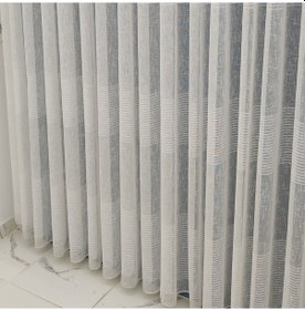 Resim Tül Perde Sıralı Çizgili Natural Keten Tül Ütü Sezmez Yeni Sezon Tül Perde 1x2.5 Orta Pileli Tül Perde 