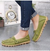 Resim Kadın Yumuşak Deri Slip-on Loafers - Rahat Günlük Düz Ayakkabı, Yüksek Kalite 21 Renk 34-44 Numara 911 Çimen Yeşili 