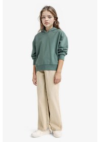 Resim Defacto Kız Çocuk Relax Fit Kapüşonlu Basic Düz Sweatshirt F0008a825augn470 Yeşil 