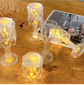 Resim Romantik Hediye 2in1 Led Işıklı Mini Abajur + Işıklı Bardak Gün Işığı Led Masa Lambası Pilli Led Işık 