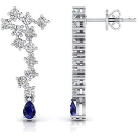 Resim 0,90 Karat Pırlantalı Safir Küpe 