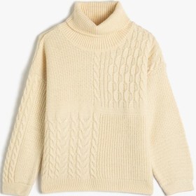 Resim Kız Çocuk Örgü Kazak Uzun Kollu Balıkçı Yaka 
