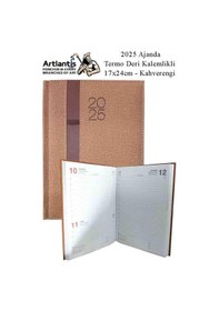 Resim 2025 Ajanda Ciltli Dermo Kapak 1 Adet 17x24 Cm Ajanda 2025 Çizgili Ajanda Günlük Planlayıcı Termo Kapak 7017 Ofis Okul Kahverengi 