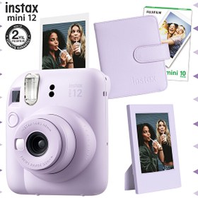 Resim Fujifilm Instax Mini 12 Mavi Fotoğraf Makinesi-10'lu Film-Çerçeve ve Kare Albüm Seti 