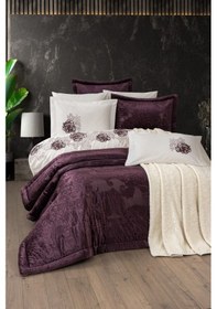 Resim Sevim Tivoli 10 Parça Battaniyeli Kadife Yatak Örtülü Çeyiz Seti Spectra Murdum Mürdüm 