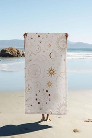 Resim Dijital Baskı Plaj Deniz Havlusu Güneş ve Yıldız Desenli Peştamal HVL0083 