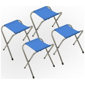 Resim Exent Katlanır Balıkçı Taburesi, Kamp Taburesi, Piknik Taburesi, Kamp Sandalyesi-mavi- 4 Adet Mavi 