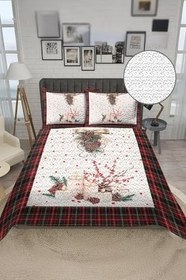 Resim Parlak Kadife Kumaş Kapitoneli Çift Kişilik Yatak Örtüsü Seti (3 Parça) CKY0043 