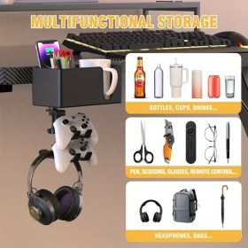 Resim Willowhaven Beyaz 5'li 1 Masaüstü Tutucu, 360 Derece Döner Metal Askı, Kulaklık Ve Kumanda Askısı 