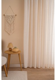 Resim Premium Natural Keten Dokulu Soft Dökümlü Pileli Tül Perde Salon Oturma Odası Yatak Odası Çocuk Odas Beyaz 