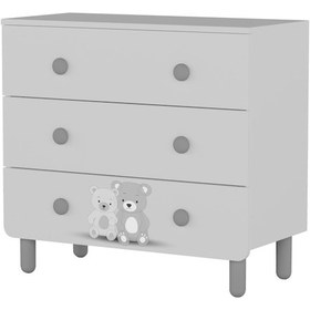 Resim Meltem Kids Sweet Two Bear Bebek Ve Çocuk Odası Üç Çekmeceli Şifonyer Beyaz 
