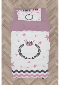 Resim Mekta Home Bebek Ve Çocuk Odası Taç Ve Çelenk Desenli Zikzaklı Nevresim Takımı 