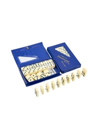 Resim Büyük Boy Domino Oyun Seti Seramik Kemik Domino Taşı Seti Çantalı 