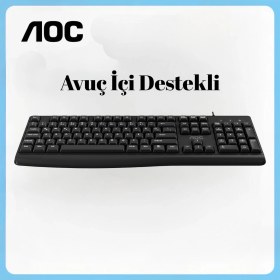 Resim Aoc KB120 Kablolu Klavye, Entegre Avuç Içi Desteği, Düşük Profilli Sessiz Tuşlar, USB Tak-Çalıştır 