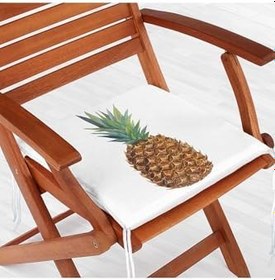 Resim RealHomes Ananas Desenli Dijital Baskılı Fermuarlı Sandalye Minderi 
