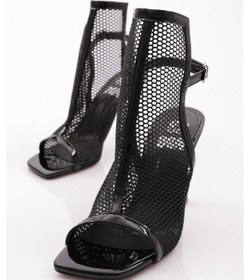 Resim Dgn 6902 Kadin Arkadan Bağlamali Topuklu Abiye Ayakkabi 6902-424-R1645 Siyah 