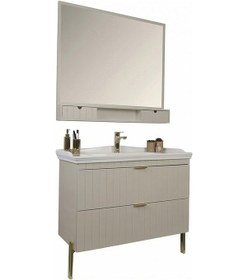 Resim Kobos Noble 100 Cm Banyo Dolabı Seti Luna Gri 
