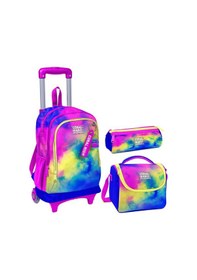 Resim Coral High Renkli Batik Üçlü Çekçek Işıklı Tekerlekli Çanta Seti - Kız Çocuk 