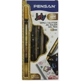 Resim Pensan Jel Kalem 2800 Altın Jely Glitter Simli 12'li Paket 