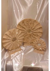 Resim Marble Dekoratif Traverten Zerafet Stone Halka Mermet Taş Biblo 3 Lü 