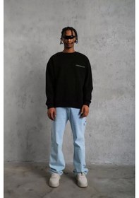 Resim Erkek Baskılı Sweat - Siyah Siyah 