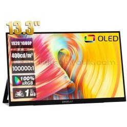 Resim Zeuslap OL133ED 13.3" 1920*1080@60Hz Full HD OLED Type-C 100000:1 Kontrast 400Cd/m² Yansıma Önleyici Dokunmatik Ekranlı Taşınabilir Monitör (ZL-OL133ED) 