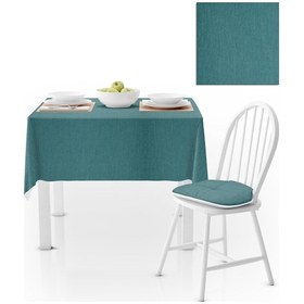 Resim Mavi Kadife Dokulu Masa Örtüsü 180x220 