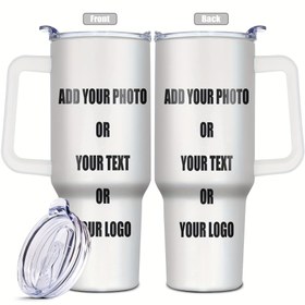 Resim 1 adet Kişiselleştirilebilir 40oz Tumbler - Bireysel Fotoğraf, Metin veya Logo ile - Dayanıklı Metal, Yeniden Kullanılabilir, Aile, Arkadaşlar, Kadınlar, Öğretmenler, İş Arkadaşları için Mükemmel Hediye - Doğum Günleri, Noel, Şükran Günü, Cadılar Bayramı, Paskalya, Hanuka, Tatil Hediyesi için İdeal | Kişiselleştirilmiş Tumbler | Yeniden Kullanılabilir Tumbler 